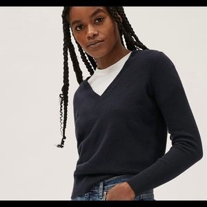 Everlane Cashmere V Neck in Dark Navy
